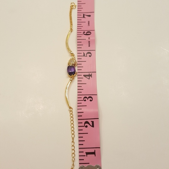 Gold plated bracelet  with purple stone. - Picture 4 of 6
